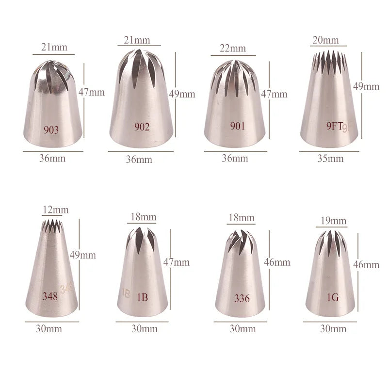 8pcs Large Metal Cookies Tip Sets