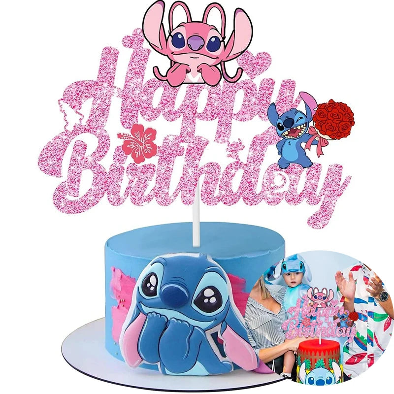 Pink Lilo & Stitch Cake Topper