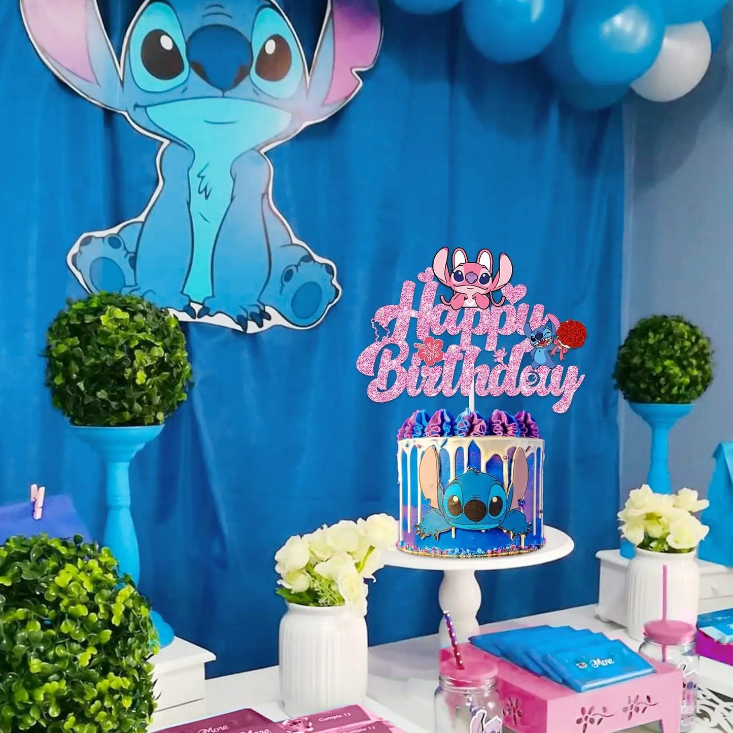 Pink Lilo & Stitch Cake Topper