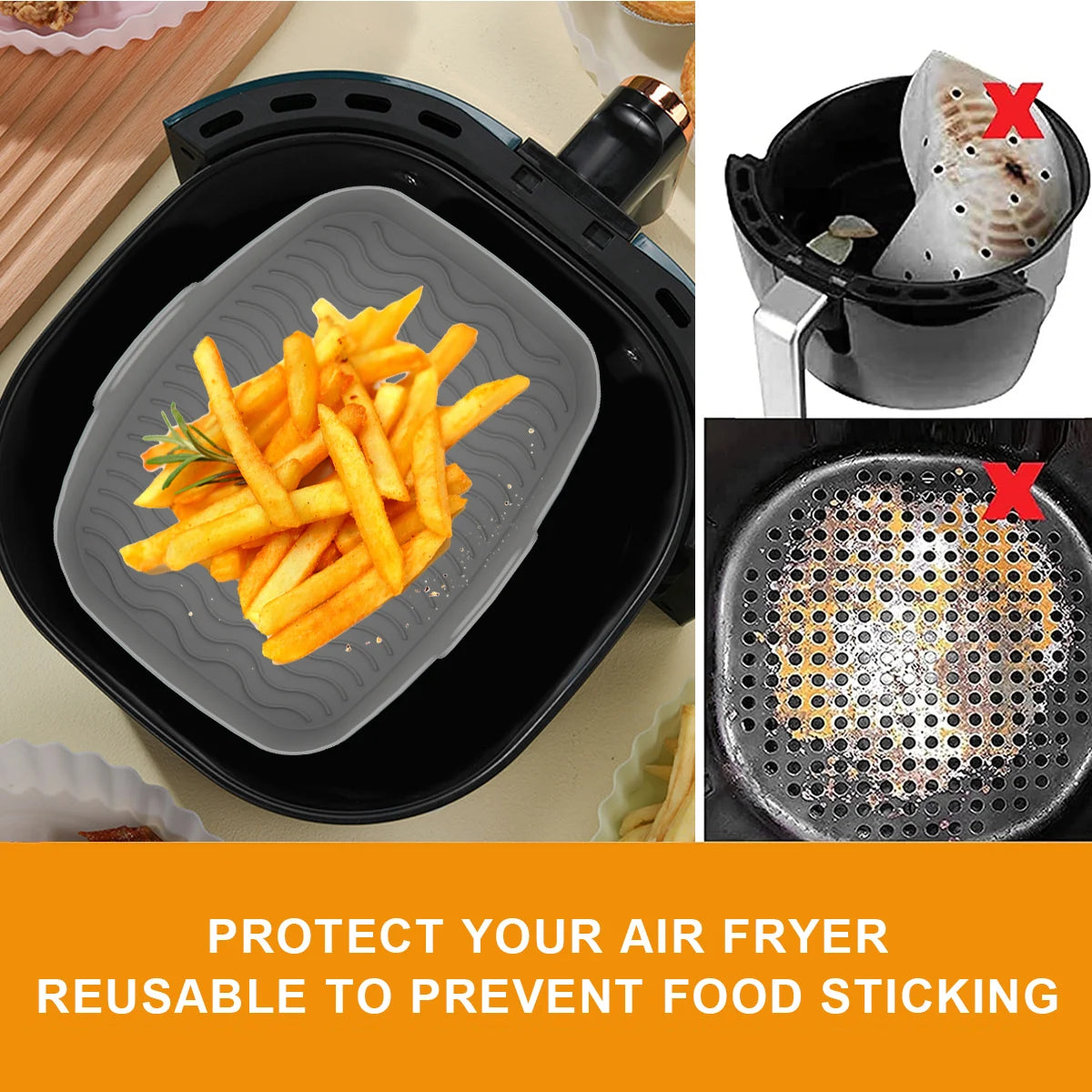 2PCS Air Fryer Silicone Tray Dish