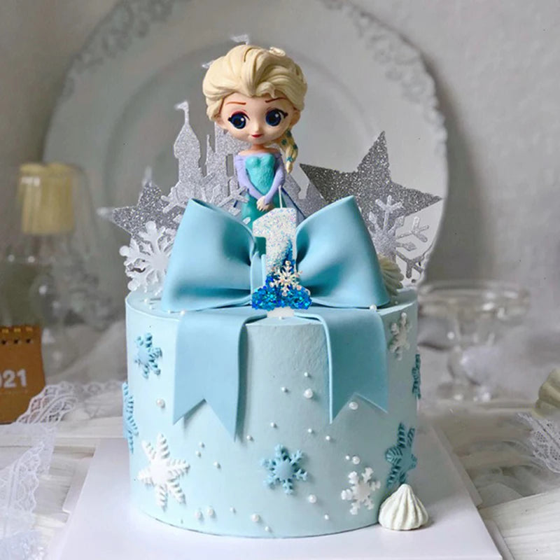 Frozen Birthday Candles 0-9 Number Glitter Blue Snowflake