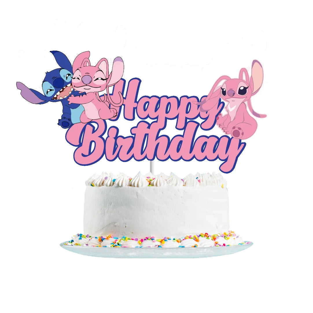 Pink Lilo & Stitch Cake Topper
