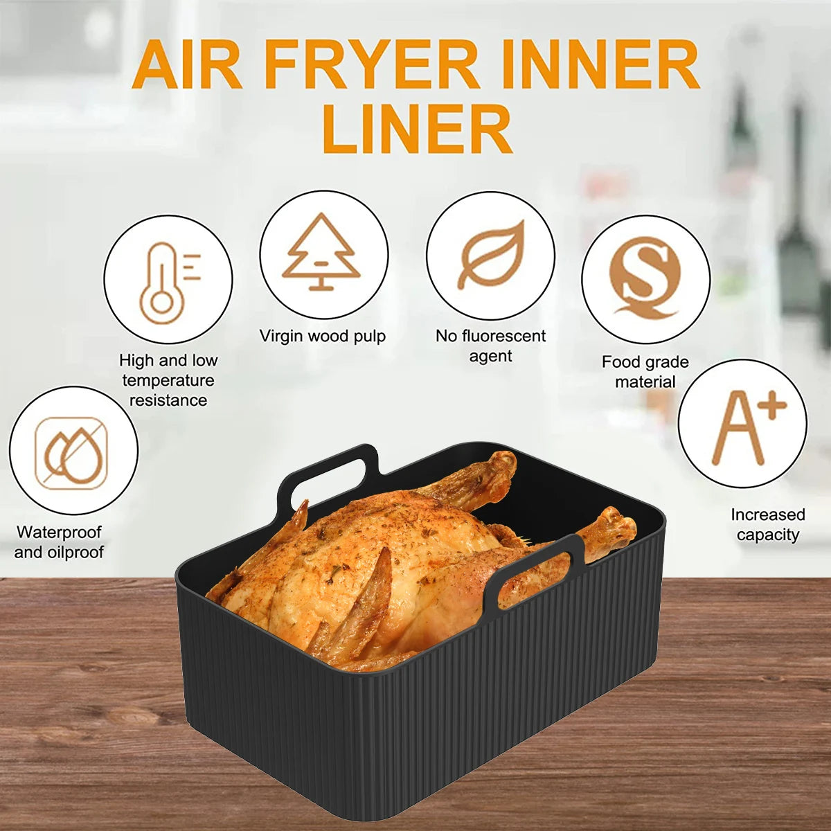 2PCS Air Fryer Silicone Tray Dish