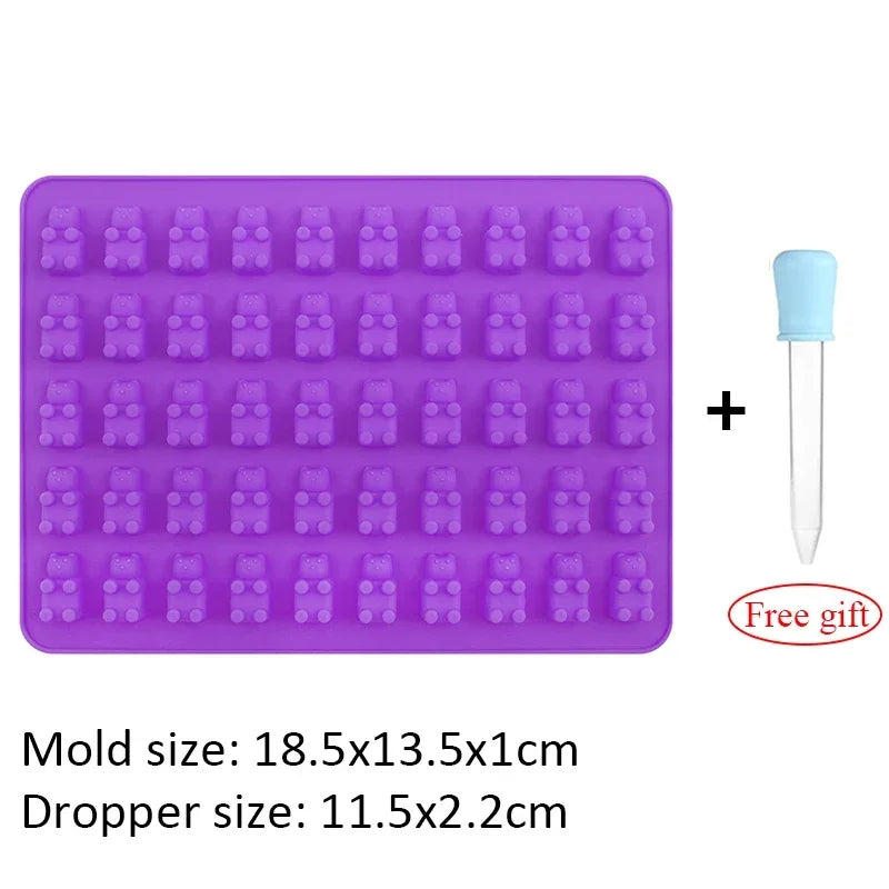 50 Grids Gummy Bear Mold Silicone Tray