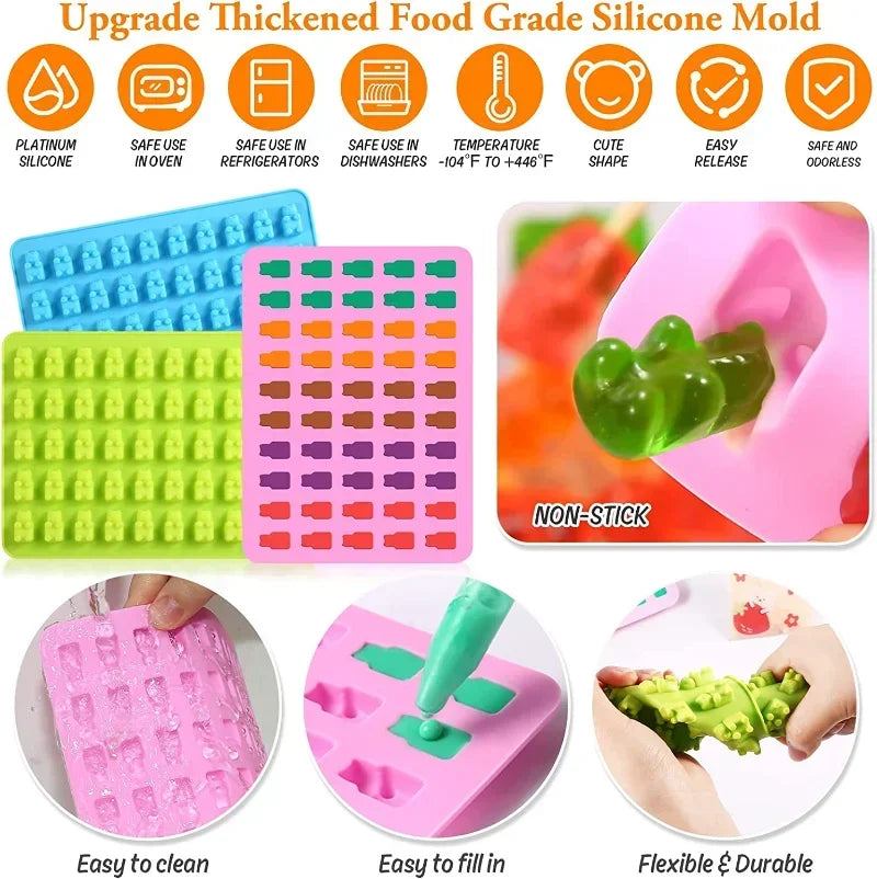 50 Grids Gummy Bear Mold Silicone Tray