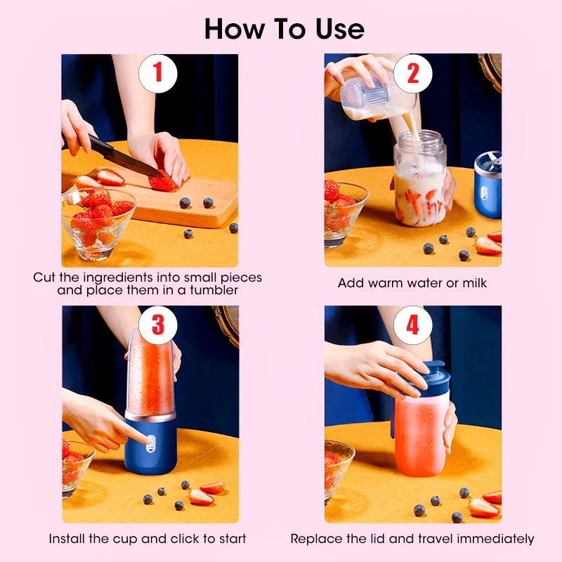 Portable Juicer turns fruits and vegetables into delicious juices