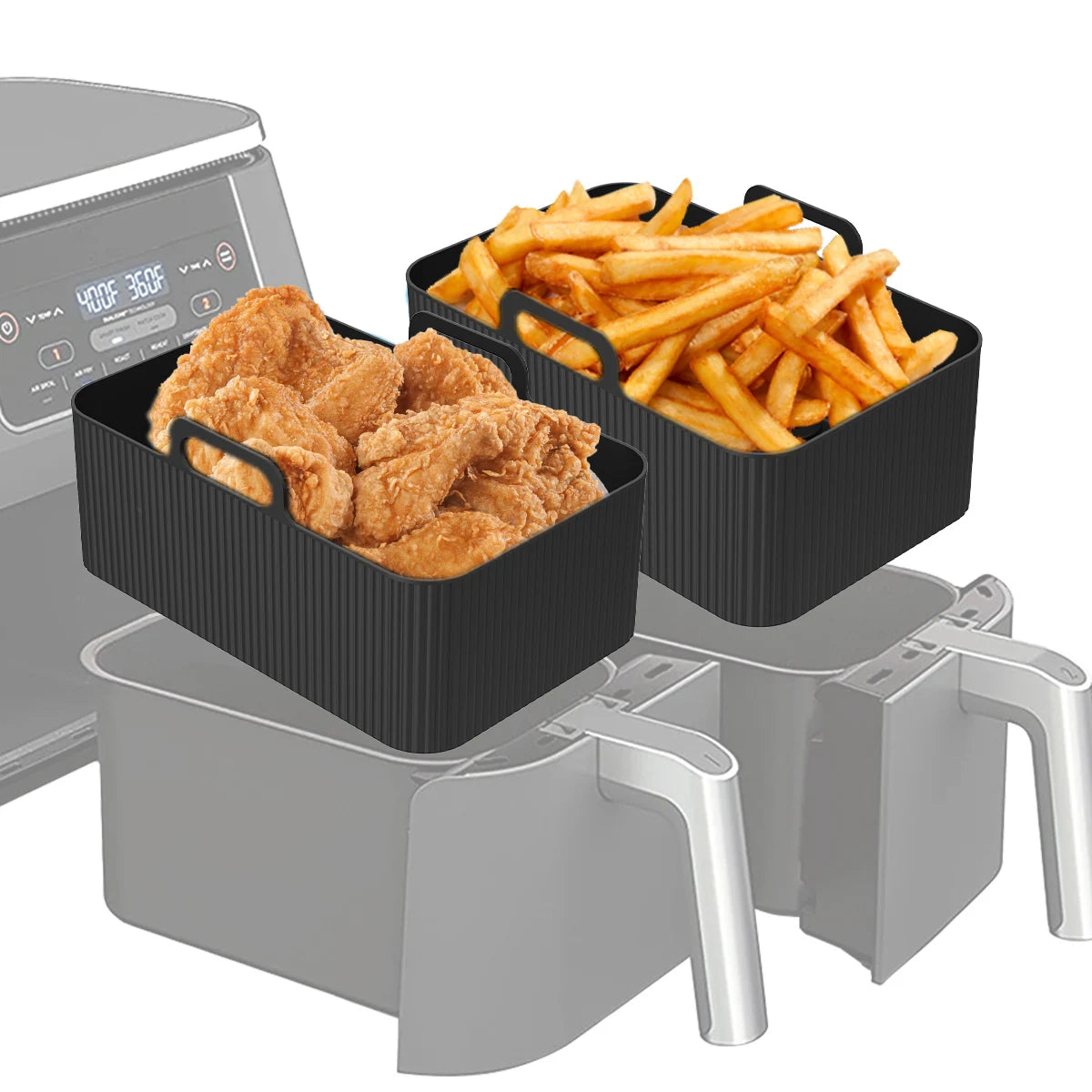 2PCS Air Fryer Silicone Tray Dish