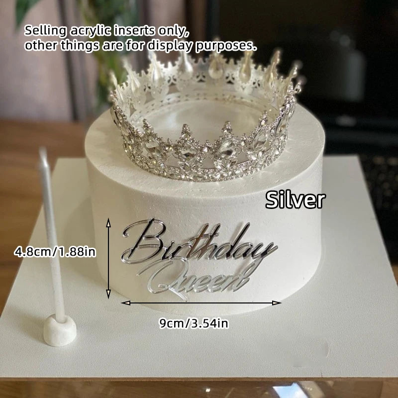 1/3/5pcs Acrylic Birthday Queen Gold Cake Topper