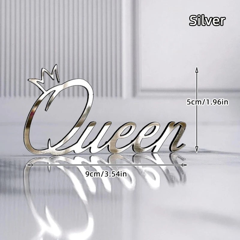 1/3/5pcs Acrylic Birthday Queen Gold Cake Topper