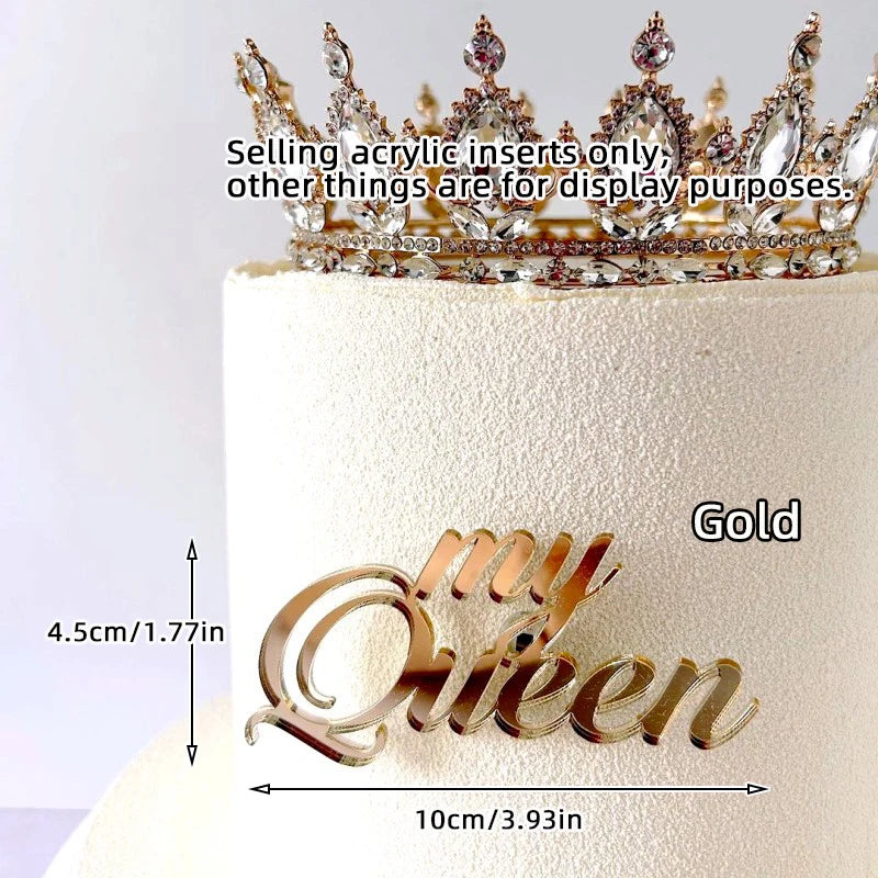 1/3/5pcs Acrylic Birthday Queen Gold Cake Topper