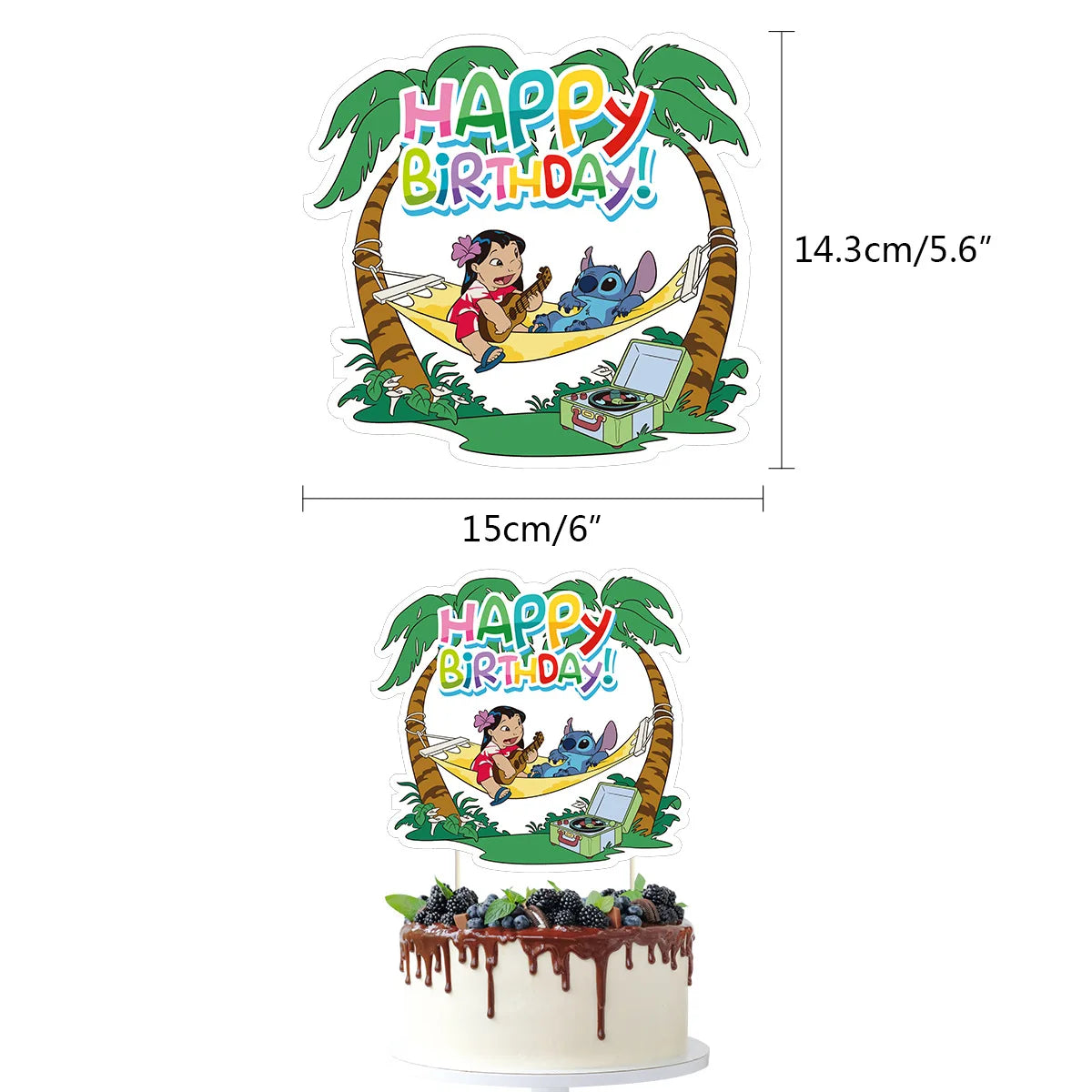 Pink Lilo & Stitch Cake Topper