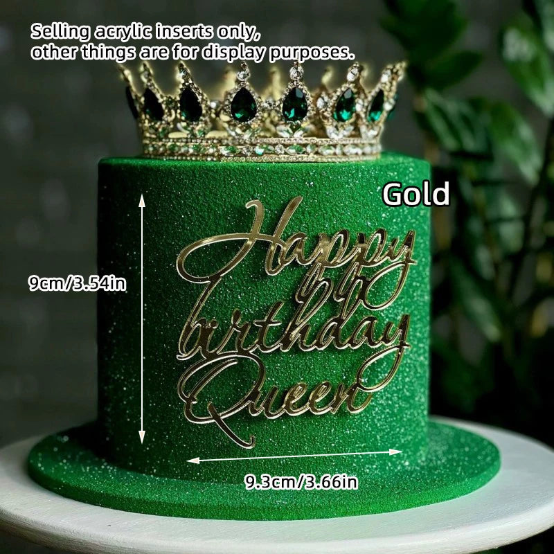 1/3/5pcs Acrylic Birthday Queen Gold Cake Topper