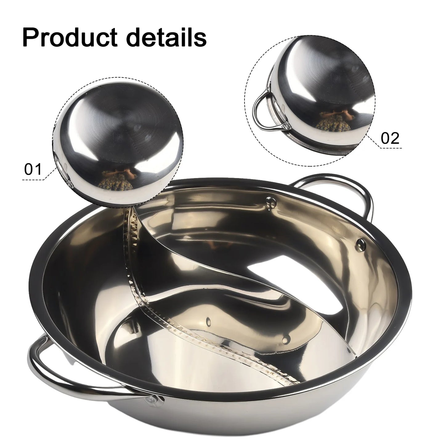 28/30cm Hot Pot Twin Divided Stainless Steel
