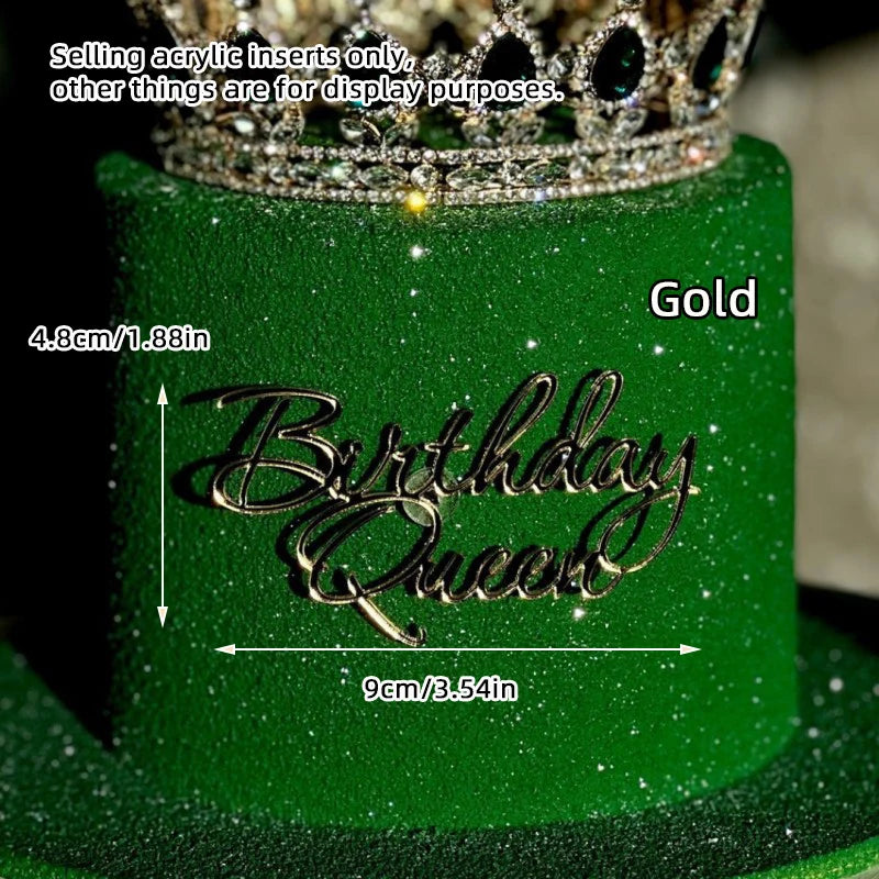 1/3/5pcs Acrylic Birthday Queen Gold Cake Topper